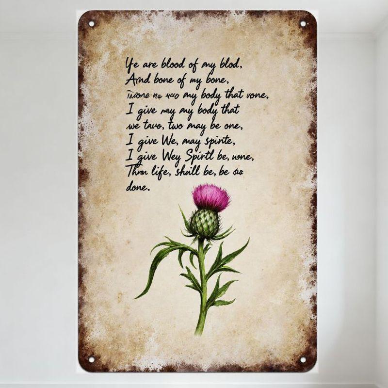 

Vintage Celtic Gaelic Poem Metal Tin Sign with Purple Thistle - Hanging Wall Decor for Home, Bar, Man Cave, Cafe Decor 20x30cm（7.8x11.8inch）
