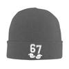Six Seven 67 Minimal Number Design with Open Hands Knitted Hat  Beanie Hats Elastic Adult Unisex Bonnet Hats Winter Caps Gift