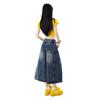 Spring and Summer New American Loose Wide-leg Eight-point Jeans Women's High-waisted and Thin Retro Seven-point Medium Pants