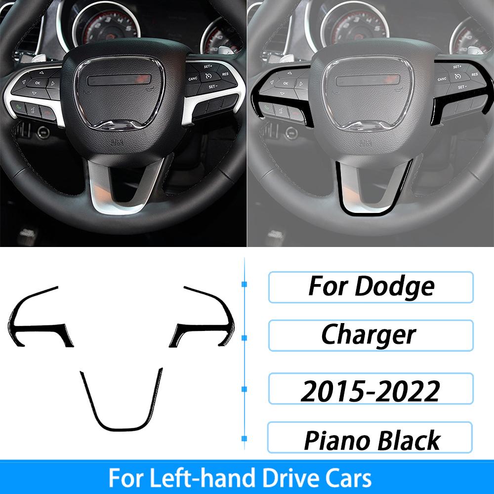 For Dodge Charger 2015-2022 Piano Black Central Control Radio CD AC Panel Trim Cover Car Interior Decoration Accessories Sticker