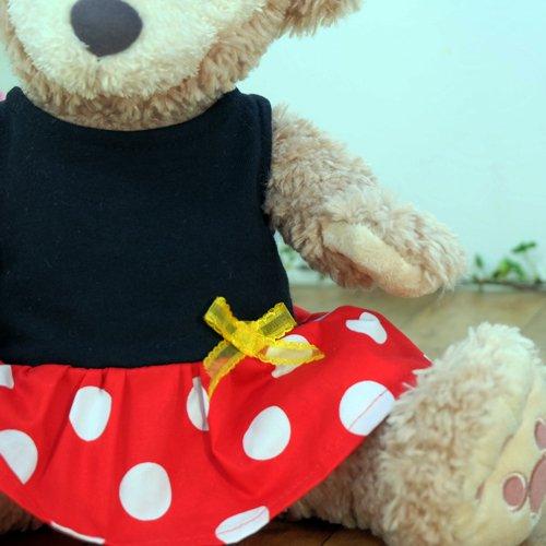 Cushu cush ShellieMay Kostüm, Duffy und Minnie Maus Outfit, Rotes Pünktchenkleid & Schleife, 43cm, Größe Klein