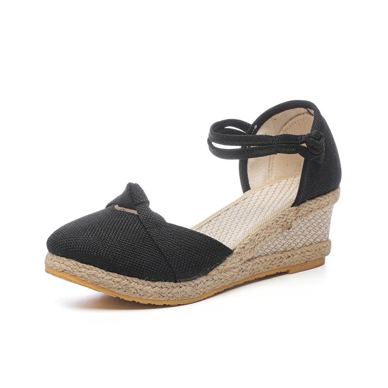 

Women s 2025 Summer Slope Heel Roman Sandals - Casual High Heels, European & American Style, Fashionable Korean Design. EU 35 чёрный