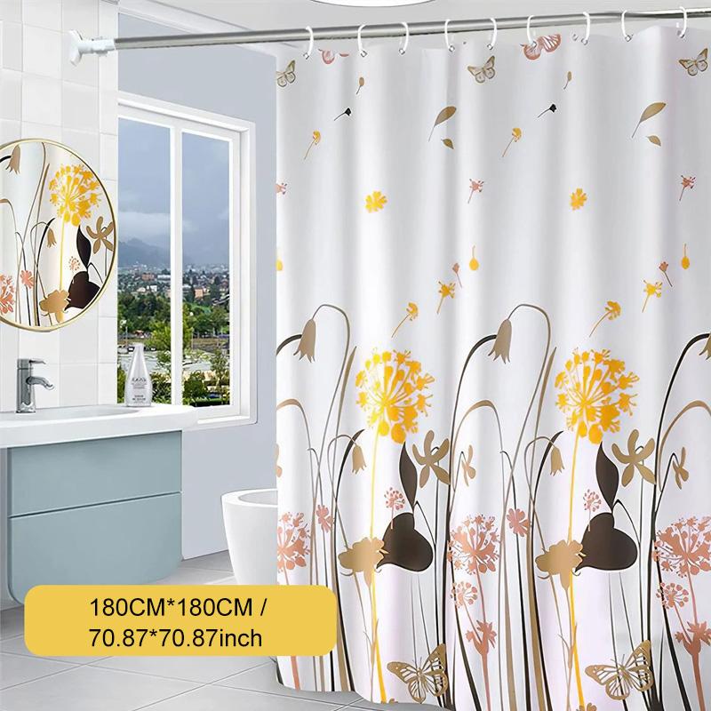 1Pc Shower Curtain Waterproof PEVA DIY With Hooks Thickening Bathroom Decor 180*180CM