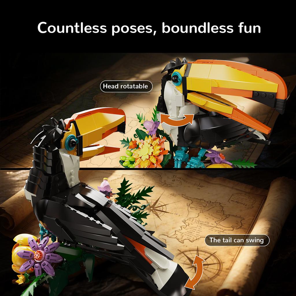 High-Standard 1068Pcs Big-Billed Bird First-Class Flower Premium-Quality Construction Premium-Quality Construction-Blocks Play Sets First-Class Moc