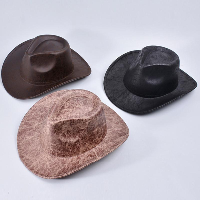 Retro Texture Design Western Cowboy Hats for Men Roll-up Wide Brim Outdoor Gentleman Jazz Caps Panama Hats