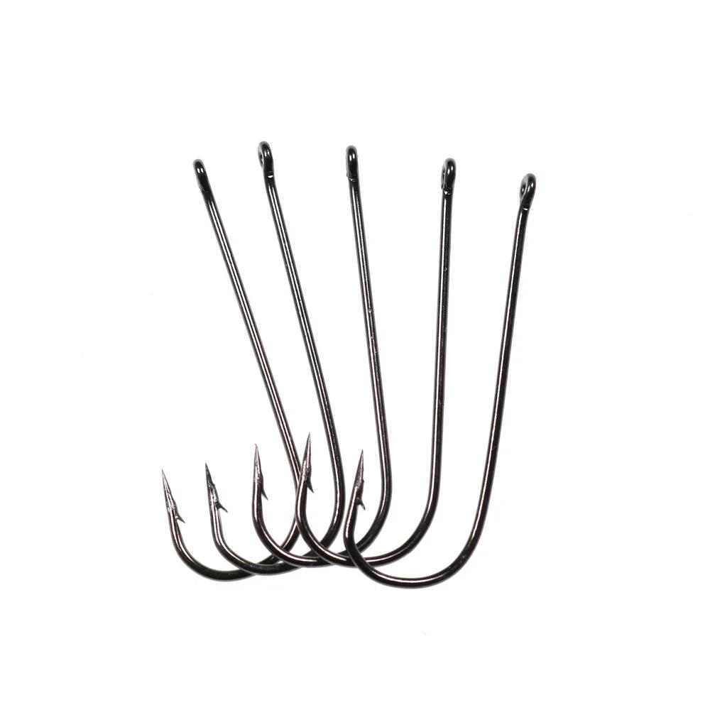 100pcs #16 - #4/0 Aberdeen Long Shank Fine Wire Fishhook Saltwater Freshwater Fishing Hooks Sabiki Rig Streamer Fly Hooks