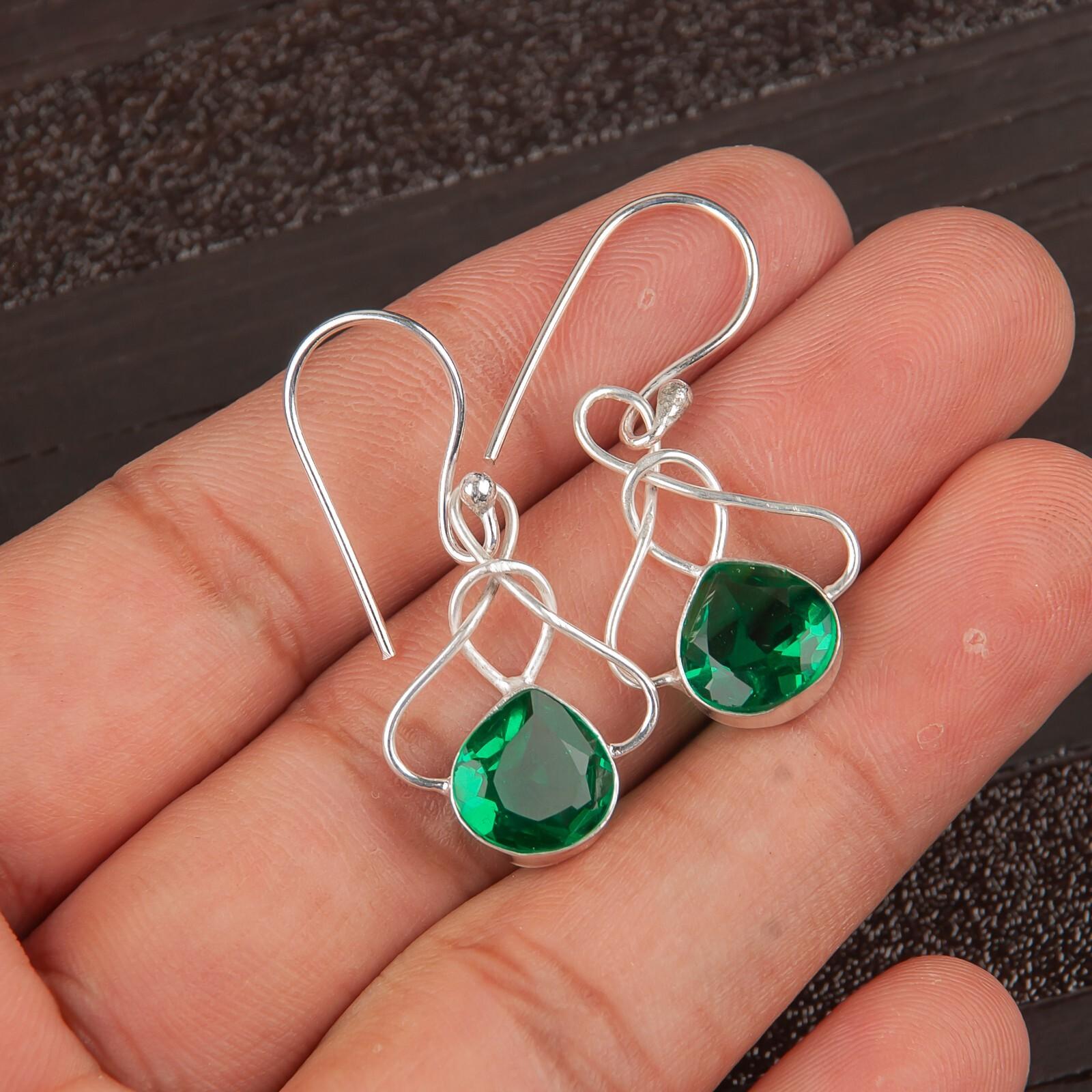 

Chrome Diopside Gemstone 925 Sterling Silver Jewelry Handcrafted Earrings 1.50 EE-2-7
