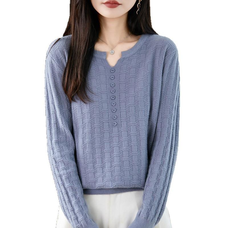 Neue Herbst- und Winter-Pullover, Strickpullover mit Scherenhals, kariertes Jacquard-Basisschicht für Damenbekleidung