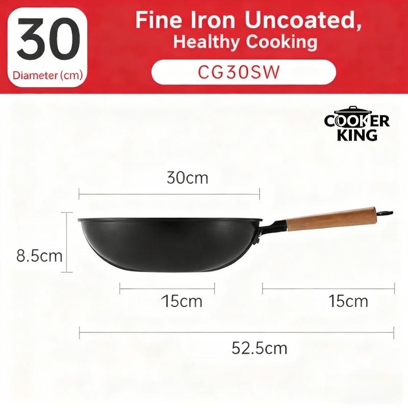 30/32/34cm Pans Cast Iron Wok Retro Style Wrought Iron Cast Iron Frying Pan Stewing Pan Household Frying Pan