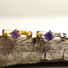 Color Treasure Ring S925 Sterling Silver Inlaid Natural Square Amethyst Niche Design Simple And Stylish Open Ring