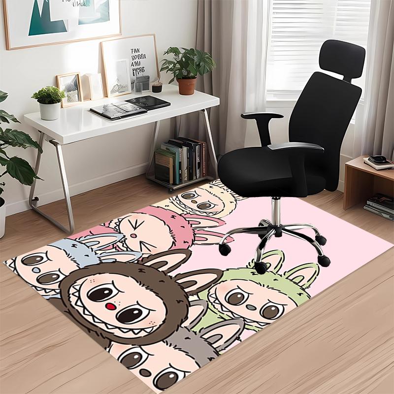 Labubu Teppich mit Aufdruck, für Bürostuhl Wohnzimmer Schlafzimmer Küche Raumdekoration Geschenke.