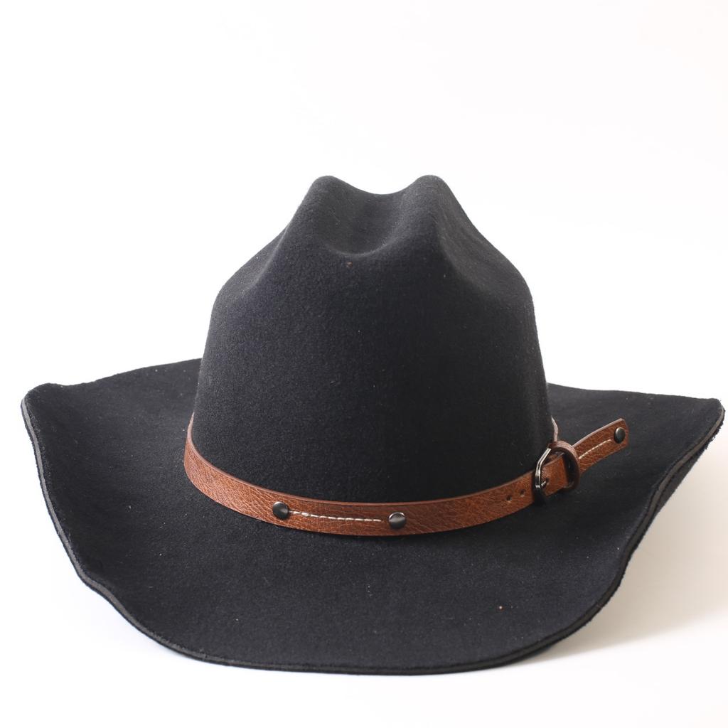 Popular European and American Classic Imitation Cashmere Felt Hat, Men's and Women's Fashion Seamless Edge Western Cowboy Hat