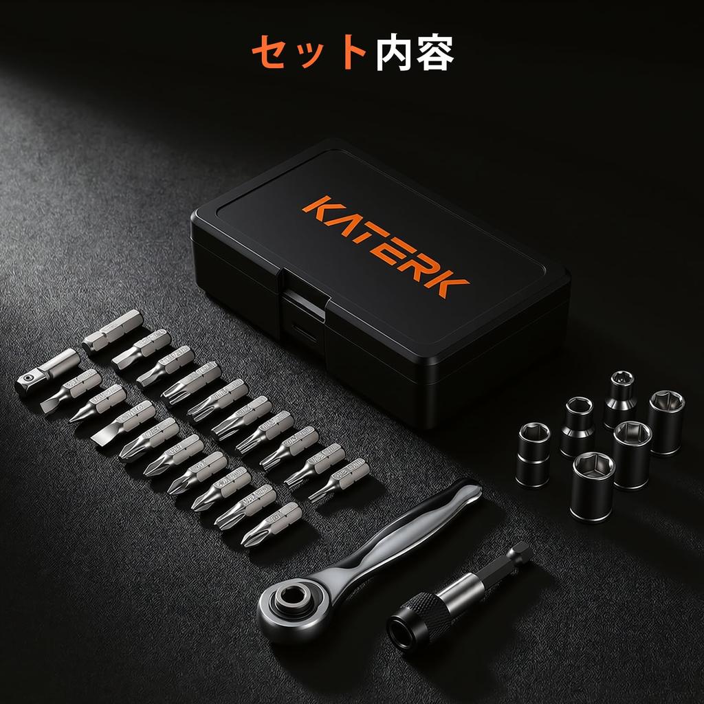 Katerk Ratchet Wrench and Screwdriver Socket Wrench Fine Sockets Ratchet Easy Garage Tool Quick Release Ideal for Tight Spaces 28-in-1 Set, Set,
