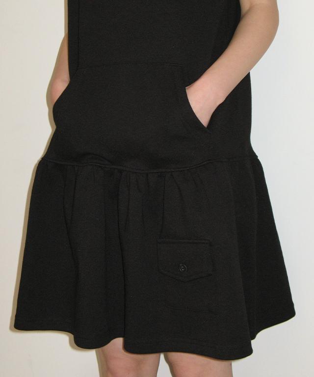 RONRON Layered Sleeveless Hoodie Dress Black