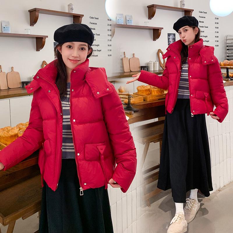 Down cotton jacket short women's 2025 new Korean version loose thickened stand-up collar bread jacket winter cotton jacket jacket