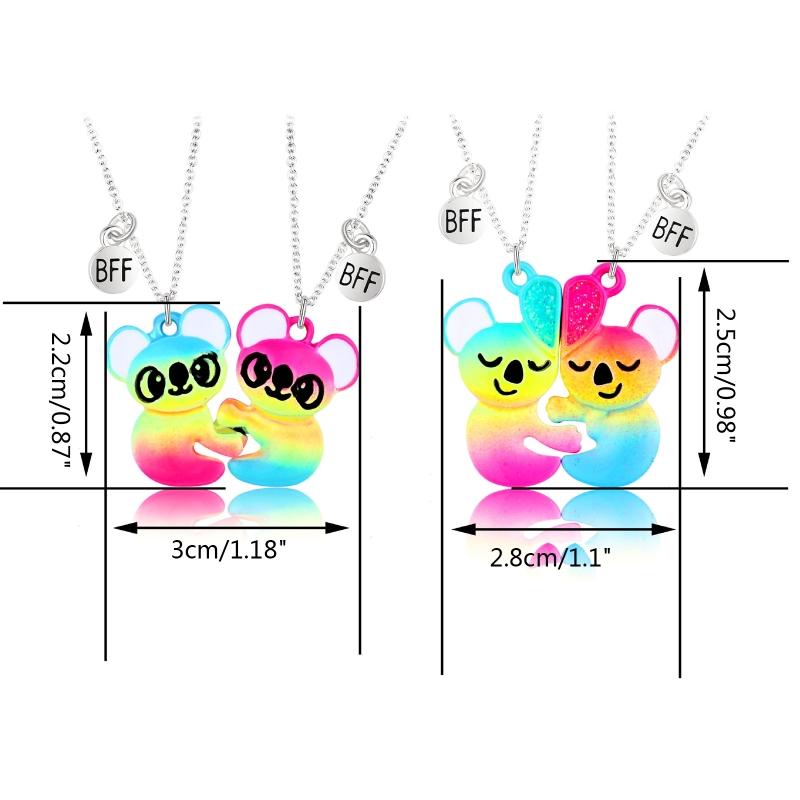 2 Pezzi/Set Ciondolo BFF Amicizia Koala Panda Collana Coppia Collana con Ciondolo a Cuore Diviso Magnetico Regalo di Amicizia per Donne