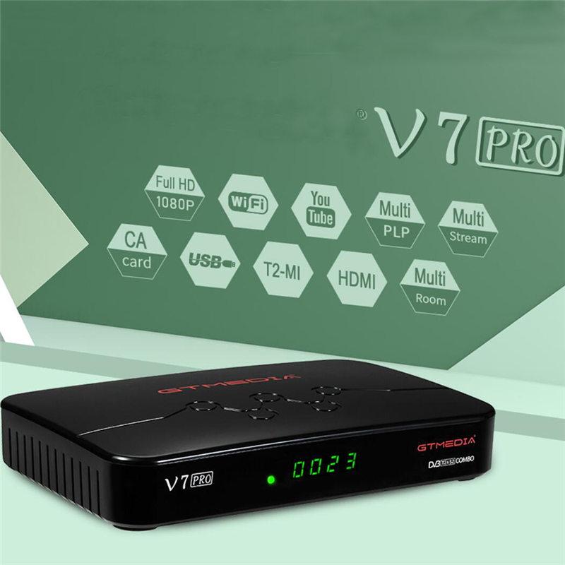 V7 PRO Satellite Receiver DVB-S/S2/S2X DVB-T/T2 Receiver Combo Full HD 1080p H.265 HEVC 10bit with Antenna WiFi USB/CA Card Slot