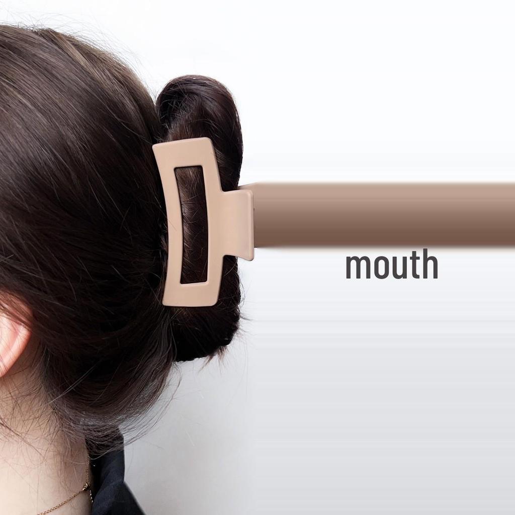 Milk Tea Color Large Hair Claw - Korean Style Fashionable Hollow Out Shark Clip for Women's Updos