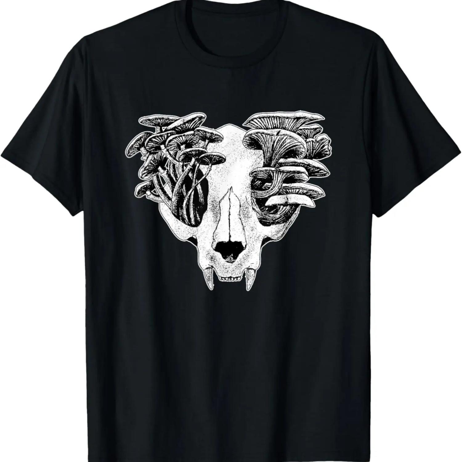 Gothic Skull Mushrooms Grunge Dark Fairycore Goth Goblincore T-Shirt S чёрный
