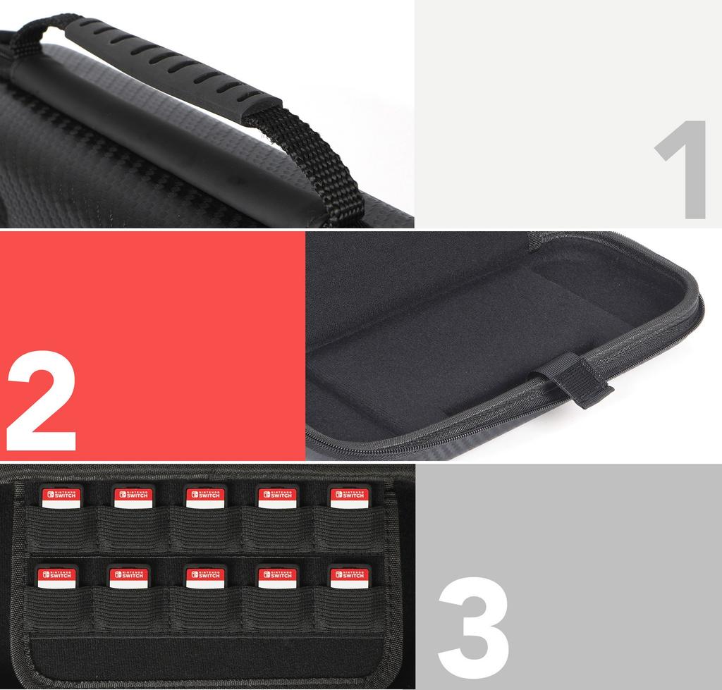 AmazonBasics Nintendo Switch Trage Tasche Fassungsvermögen 10 Haupteinheiten und x x Schwarzes Etui, Schlank, Karten, 26,19 5,99 13,31 cm,