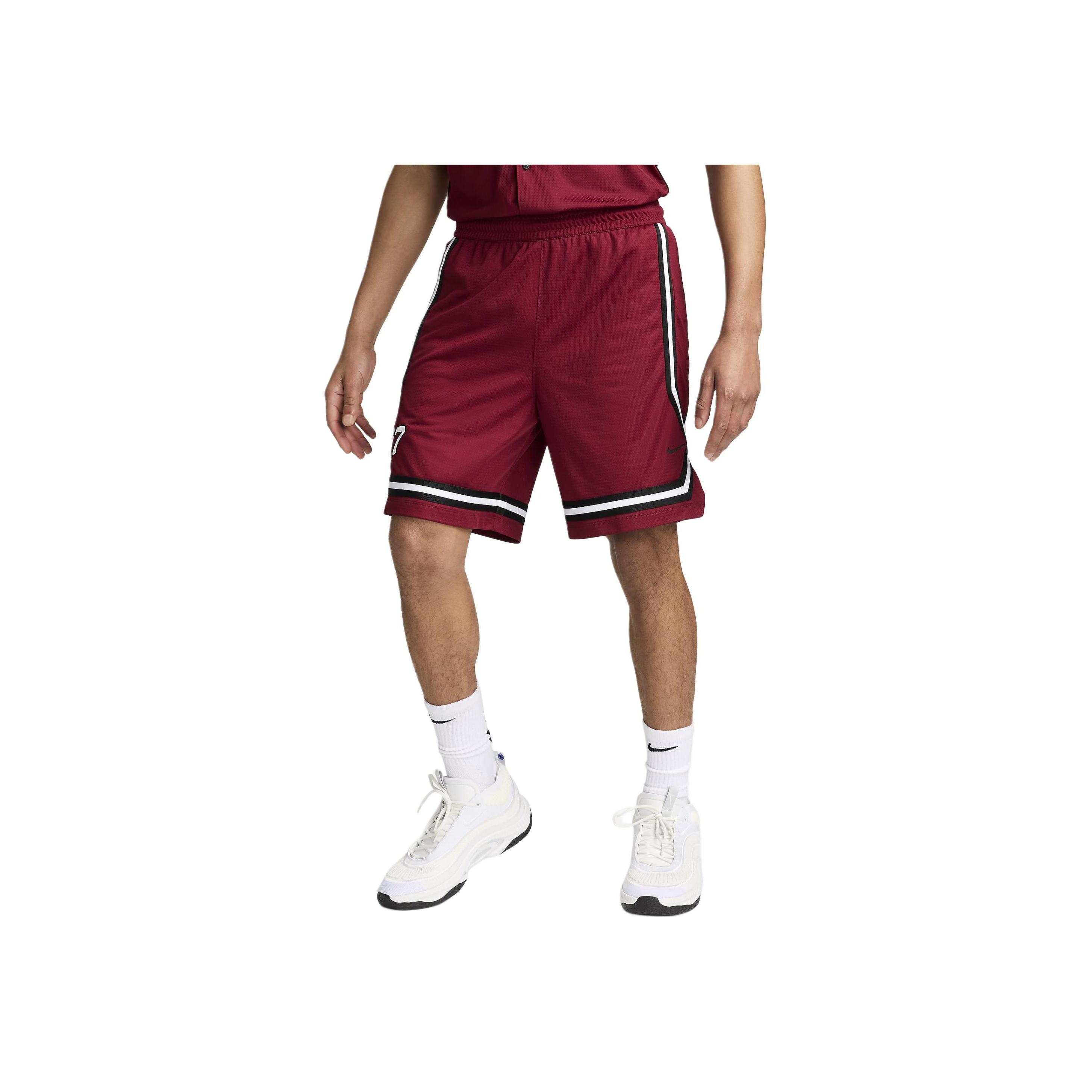 Nike DNA Crossover Logo Colorblock Stripe Comfort Basketball Pants Men Bottoms Deep-Red FN2883-677 2XL