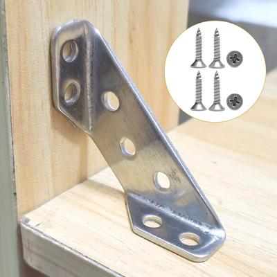 Stainless Steel Corner Braces, Furniture Corner Connectors with Screws,Triangle Shelf Support Brackets for Wood Cabinet Desk Bed