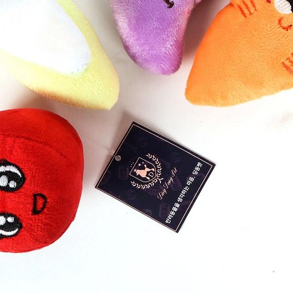 Ding Dong Pet Dog Toy Stuffed Carrot 8 x 16 cm + Banana 7 x 15 cm + Eggplant 6 x 15 cm + Tomato 7 x 10 cm, mixed colors, 1 set