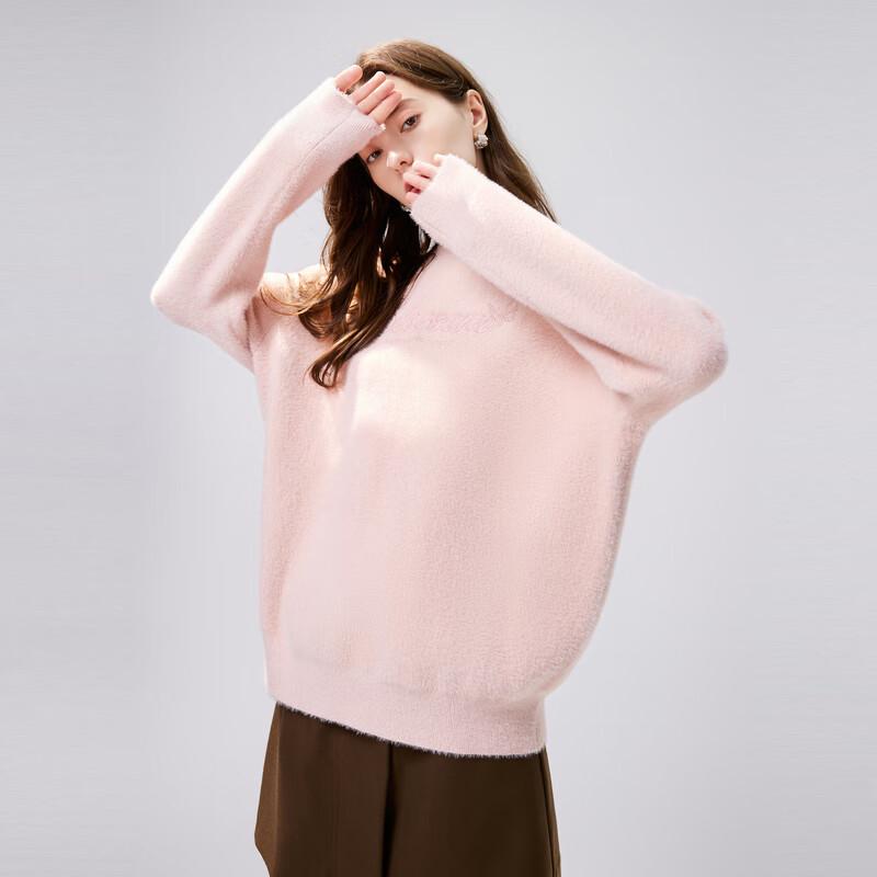 

Qiusbiyiren Women s Korean Style Embroidered Faux Mink Sweater L