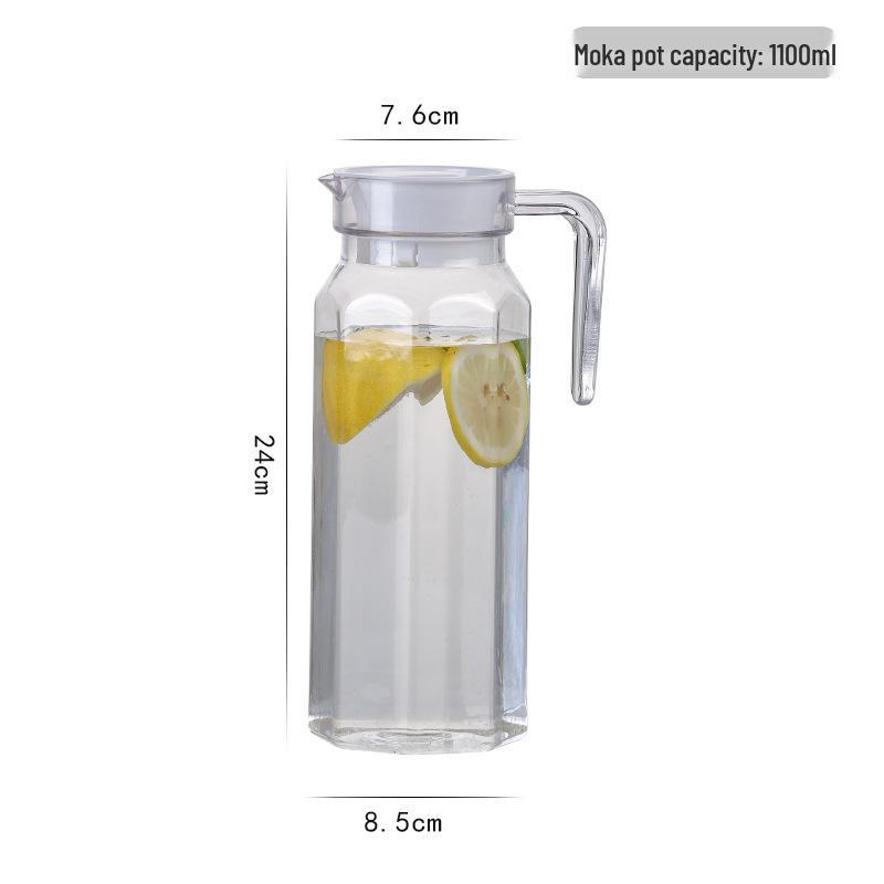Acrylic Striped Cold Water Kettle - Transparent Octagonal Design for Juices & Tea