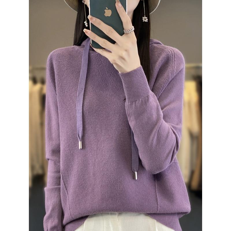 Thickened Warm Hoodie Autumn and Winter New Loose Hooded Knitted Sweater Women's Versatile Soft Waxy Sweater Jacket Tide