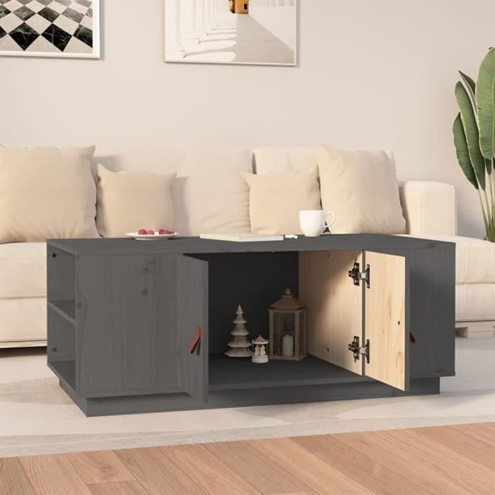 VidaXL Table basse Gris 100x50x41 cm Bois massif de pin 818257