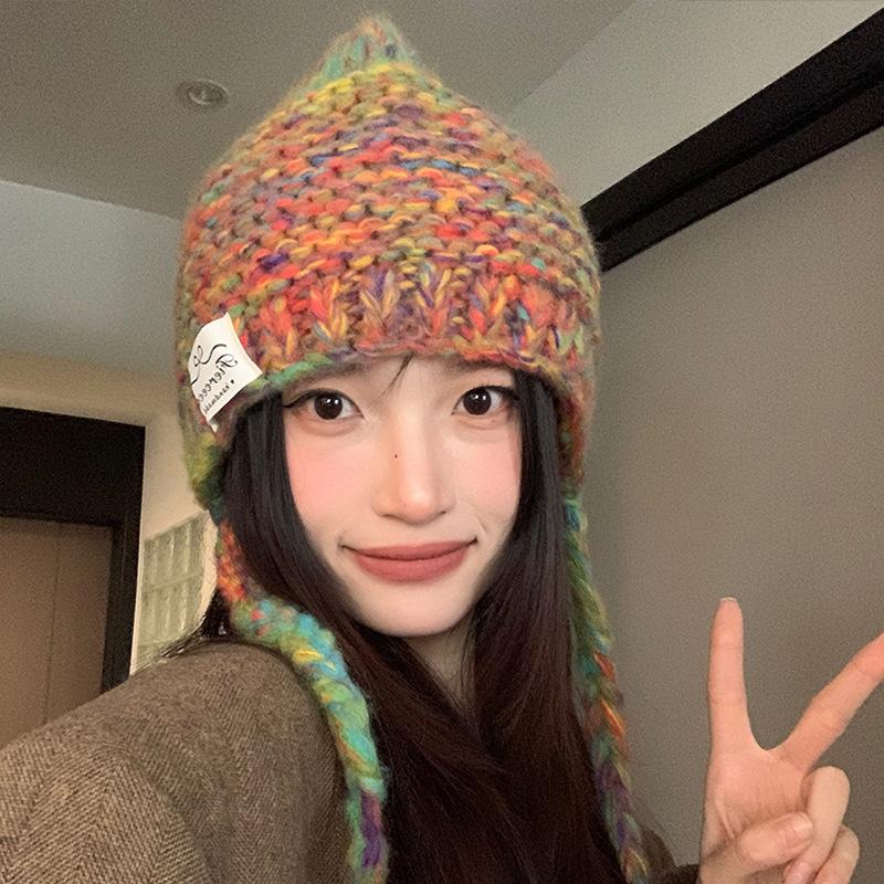 Cute Baotou Woolen Hat for Women Large Head Circumference  Fashionable  Versatile  Warm  Sweet  and Showy Small Knitted Hat