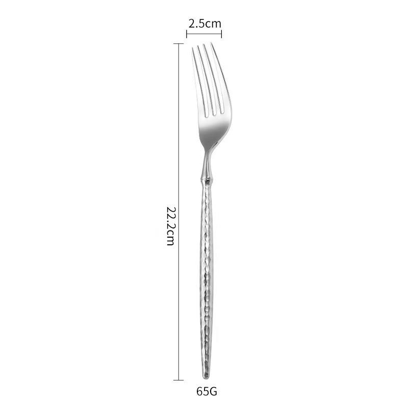 Ballet Hammer Pattern 304 Stainless Steel Cutlery Set: Steak Knife, Fork, Dessert Spoon - Thick, Durable Western Tableware for Hotels