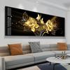 Modern Light Luxury Decorative Painting Black Gold Rose Flower Butterfly Abstract Wall Art Poster Home Living Room Bedroom Decoration