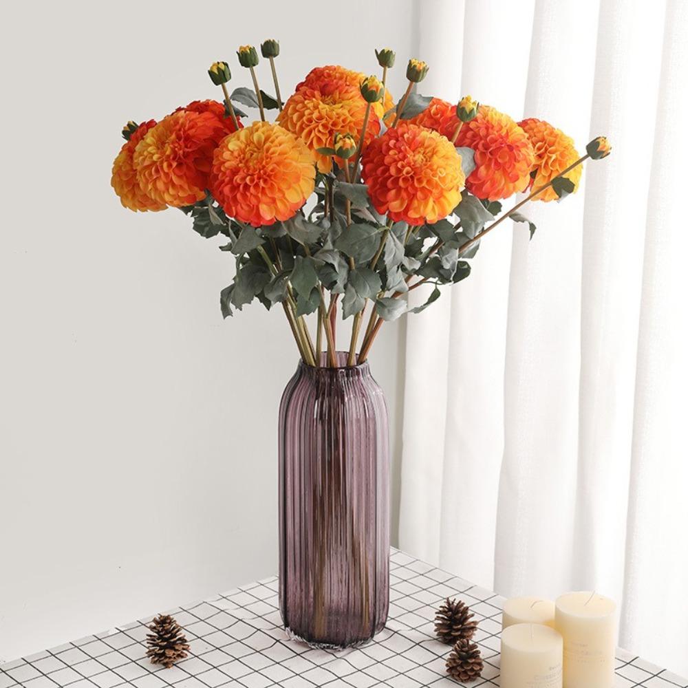 Real Touch Artificial Chrysanthemums Branch 2 Heads Silk Fake Flowers  Living Room Decoration