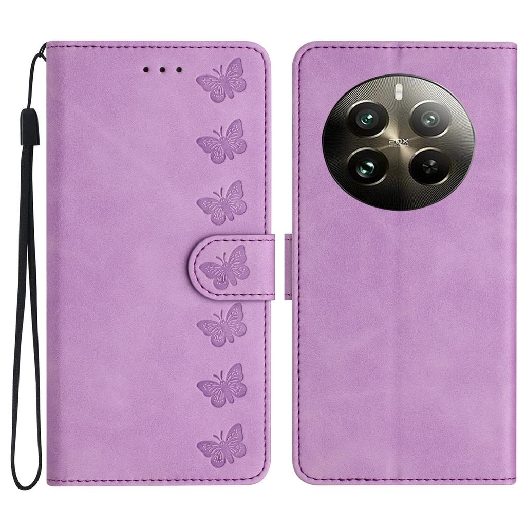 For Realme 12 4G/12+ 5G Case Imprinted Butterfly Leather Wallet Phone Cover