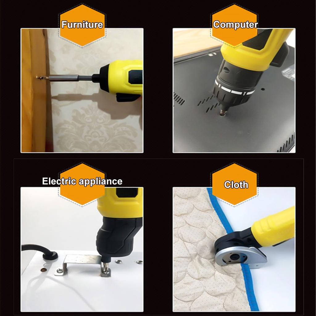 USB Cordless Multifunctiona Drill 3.6V Electric Round Cloth Cutter Scissors Power Driver Screwdriver Fabric Cutting Machine