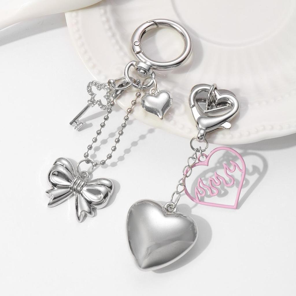 Veelzijdige Strass Strik Hart Bedel Sleutelhanger voor Mobiele Telefoons