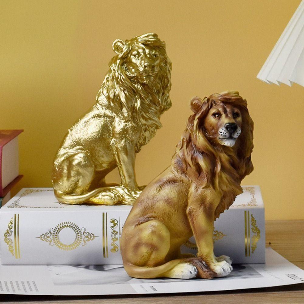 Retro Animal Ornament Luxury Miniatures Figurine Sculpture Crafts Lion Statue  Entrance