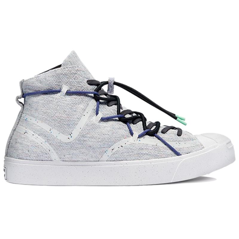 Converse Jack Purcell Rally Stylish Versatile High-top Canvas Shoes Unisex Gray and White