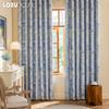 1 Stück LOZUJOJU Vorhänge im nordischen Landhausstil, blau bedruckt, mit blickdichten Vorhängen für Schlafzimmer, Wohnzimmer, Balkonfenster zur Heimdekoration