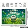 2D Fußballparty Hintergrund - Grünes & Weißes Fußballbanner für Kinder Sport Geburtstag Fotoshooting