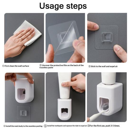 Wall Mounted Toothpaste Dispenser Adhesive Toothpaste Holder No Drilling Automatic Toothpaste Squeezer for Kids And Adults Bathroom