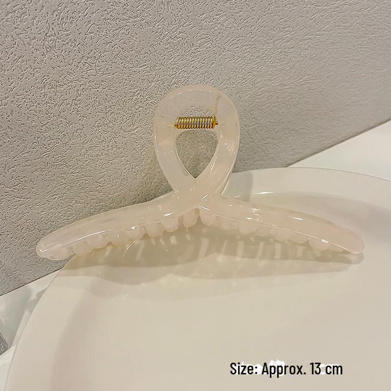 Classy Frosted Hair Clip with Pearls for Women's Hair - Large Shark Design for Back of Head