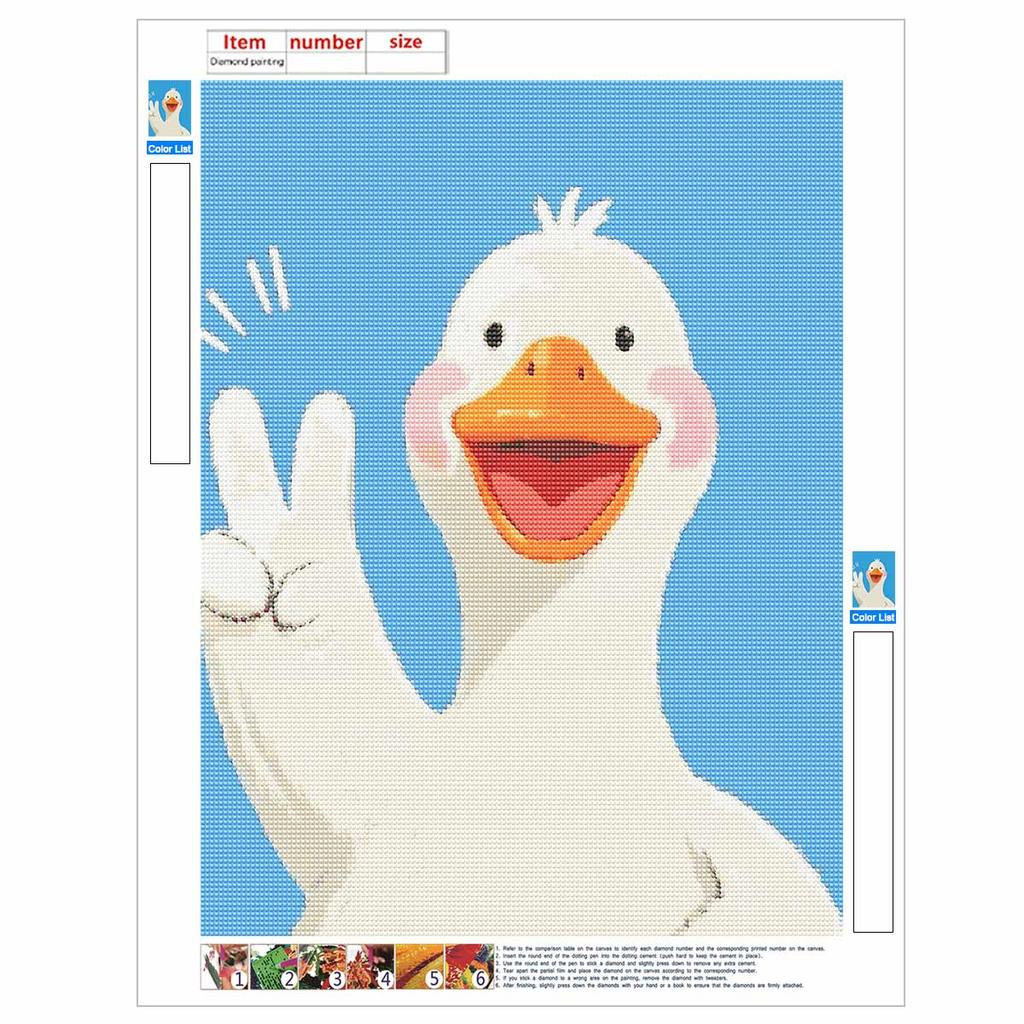 Premium 5D Diamond Painting Kits HappyDuck Full Round Drill Rhinestone Art Cross Stitch Home Decor Wall Art Gift