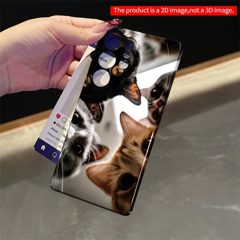 2DFlat Samsung Phone Case Four Cats Gaze Downward In Close-Up Applicable To Galaxy S22 S23 S24 S25ULTRA S26 A12 A13 A14 A15 A16