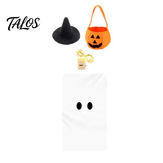 Mysterious Halloween Outdoor Decor 1 Set Porch Goose Outfit, Ghost Costume with Light-up Lantern, Playful Spooky Garden Outfit Pumpkin Apparel for 23