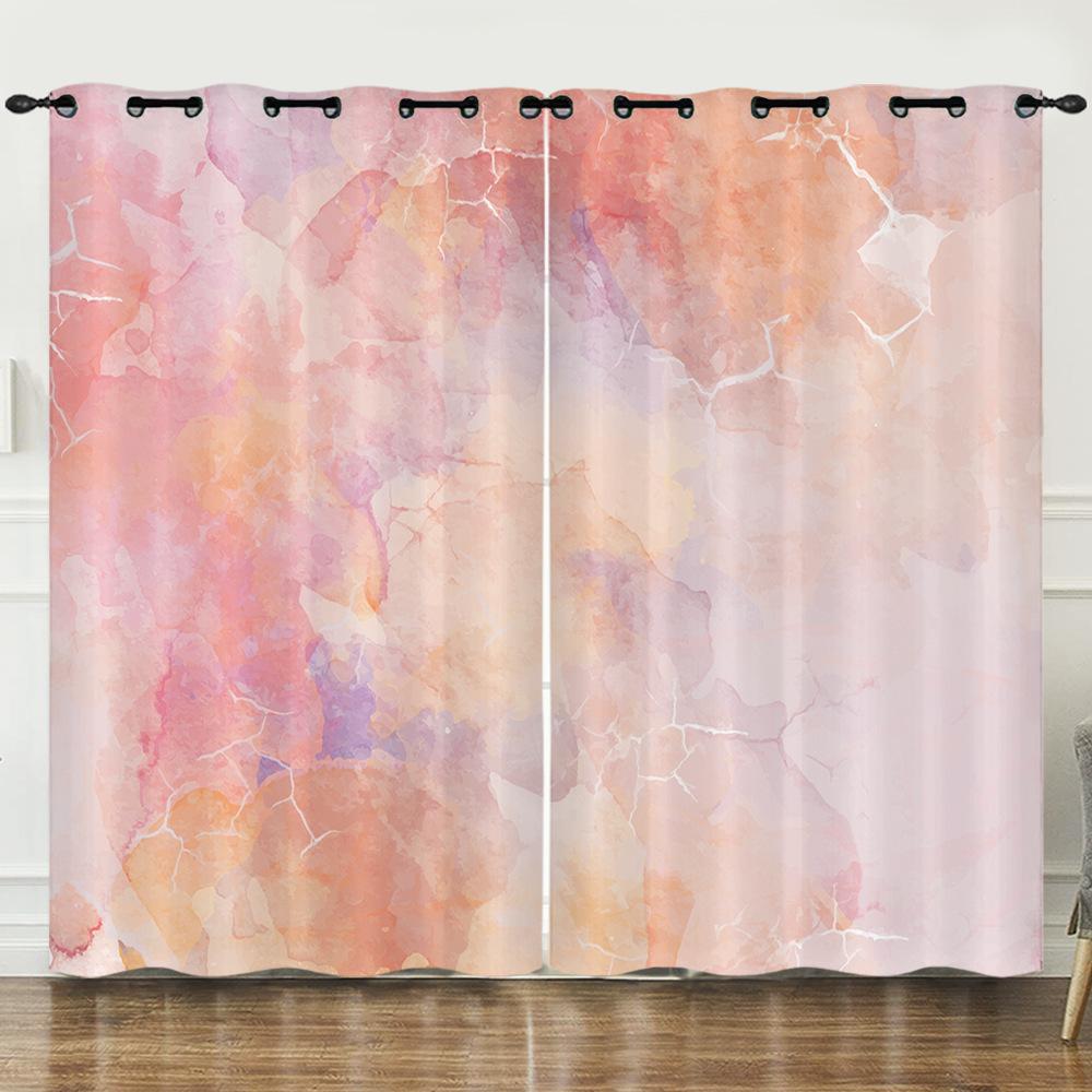 Curtains Wind Marble Texture Bedroom Curtains Digital Printing Blackout Curtains No Punching