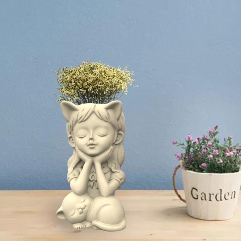 Molde de silicone para vaso de concreto, vaso de flores suculentas, argila, cimento, gesso, faça você mesmo, casa, jardim, vasos de flores, molde