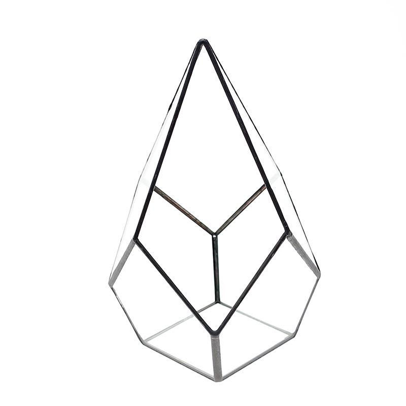 Geometric Glass Rhombus Greenhouse Ornament: European Wine Cabinet Micro Landscape & Preserved Flower Pot Craft
